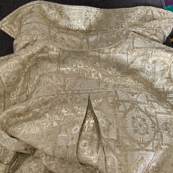 Diane von Furstenberg reno gold metallic shirt dress with pockets - Picture 16 of 17